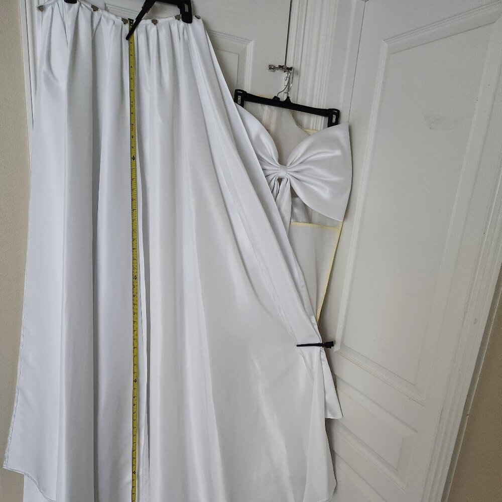 Elegant Satin Mermaid Wedding Dress With Detachable Bow and Train - Picture 13 of 15